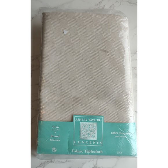 Ashley Taylor Other - FABRIC TABLECLOTH 70" ROUND ASHLEY TAYLOR FAIRMONT BONE NEW USA MADE W80